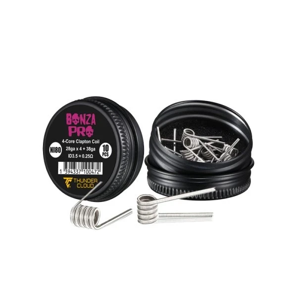 Thunder Cloud Bonza Pro 4-Core Fused Clapton Ni80 - 0.25 Ohm Hazır Coil (10 Adet)