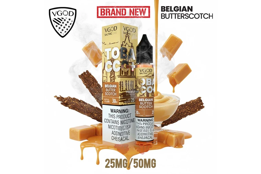 VGOD SaltNic Belgian Butterscotch Tobacco - Karamel ve Tütün Aromalı Salt Likit 30ML