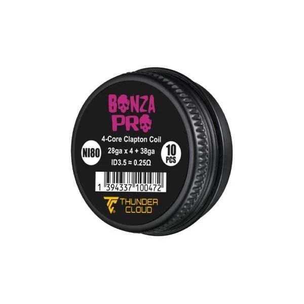 Thunder Cloud Bonza Pro 4-Core Fused Clapton Ni80 - 0.25 Ohm Hazır Coil (10 Adet)